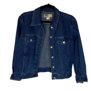 Old Navy Jean Jacket Sz L Jr Cotton Spandex Machine Wash Silver Toned Buttons